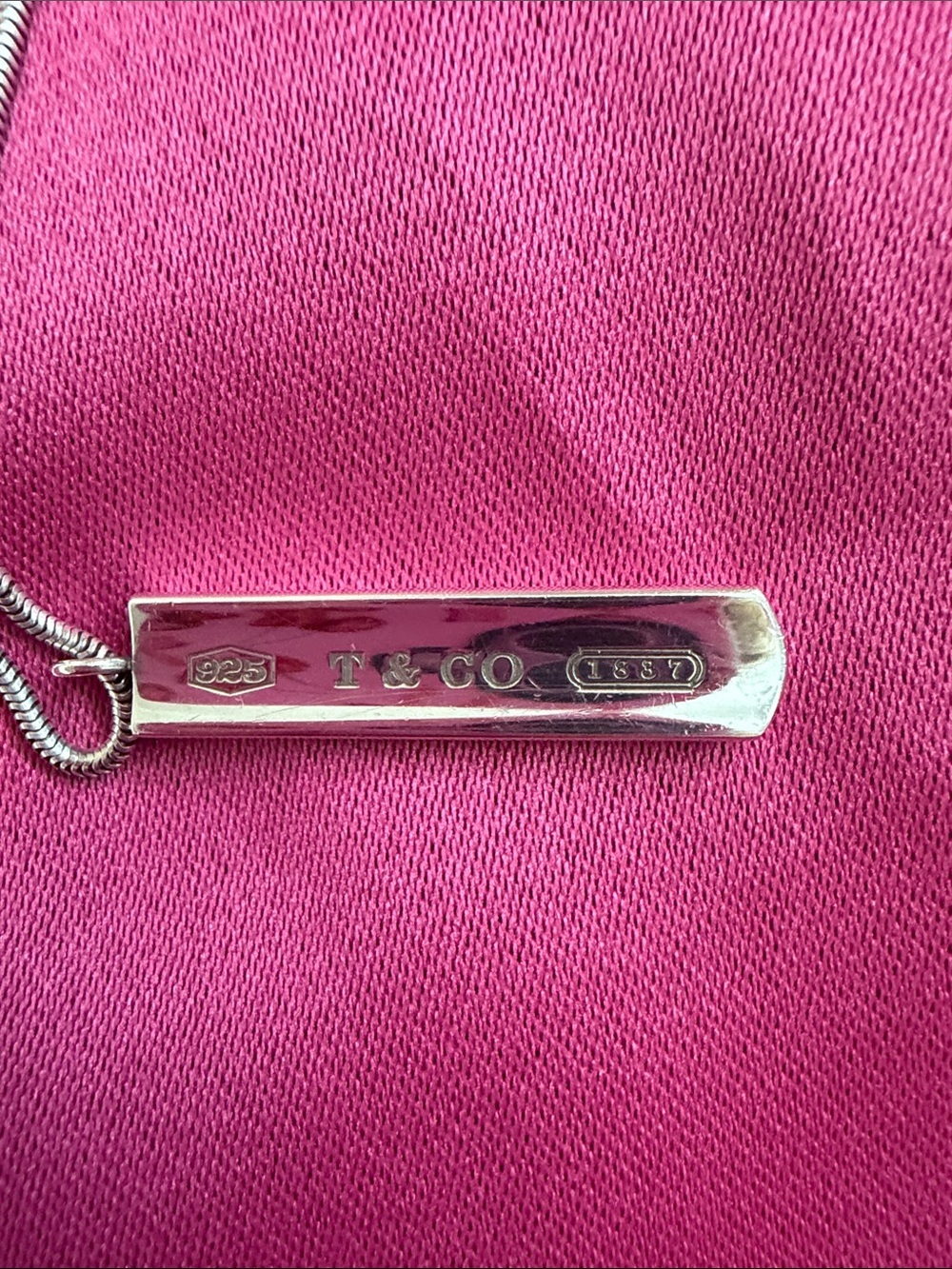 Tiffany & Co. Sterling Bar Pendant Necklace in Silver